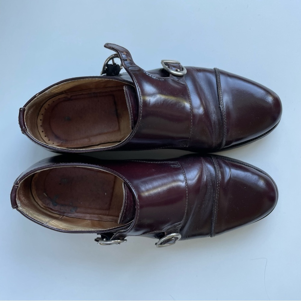 Burgundy Monkstraps Shoes 100% leather, size 9